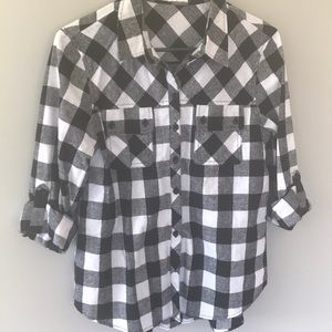 Large black buffalo plaid shirt